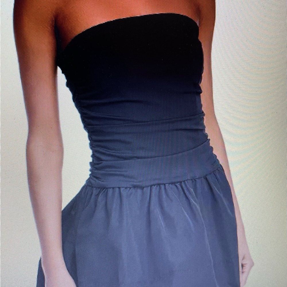 Steve Madden Strapless Black Ruched Bodice Dress